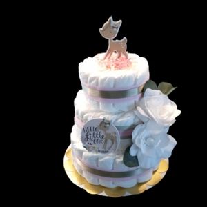 Baby Girl Deer Theme Diaper Cake